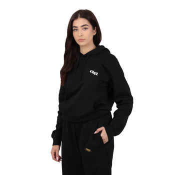 Czarna bluza z kapturem wysokiej jakości kieszeń kangurka overrich