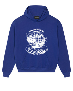 Niebieska bluza oversize z kapturem globe overrich
