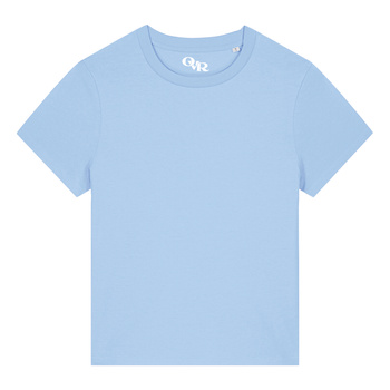 Damska koszulka w stylu boxy kolor błękitny bez nadruku