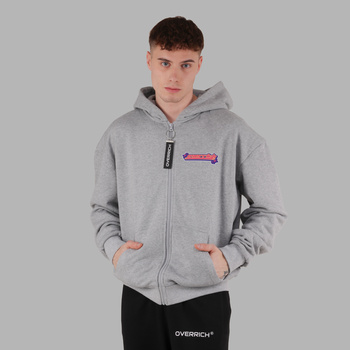 Szara bluza boxy na zamek overrich