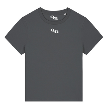 Grafitowa koszulka damska w stylu boxy overrich