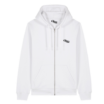 Biała bluza z kapturem na zamek overrich