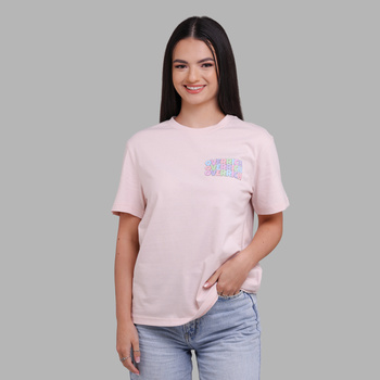 Koszulka damska w delikatnym stylu oversize różowa pastels