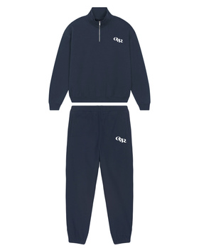 Komplet Dresowy set granatowy 100 % bawełna 400 GSM bluza na zamek + spodnie dresowe