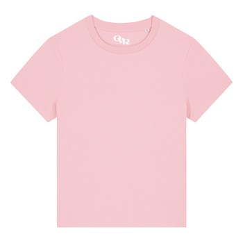 Damska koszulka w stylu boxy kolor różowy bez nadruku overrich