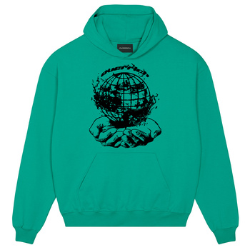 Zielona bluza oversize z kapturem globe overrich
