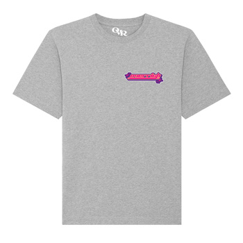 Koszulka oversize  szary melanż z nadrukiem OVR