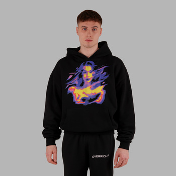 Czarna bluza boxy z kapturem girl overrich